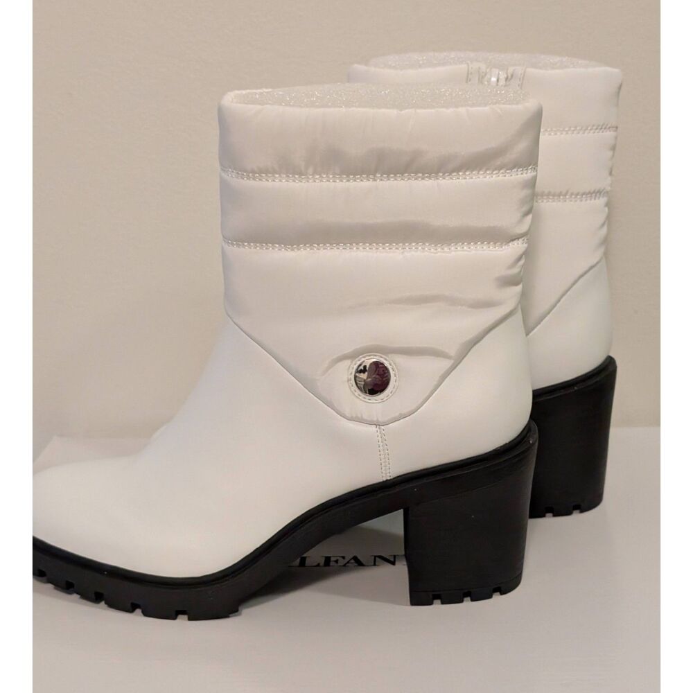 Alfani Belcalise White Puffer Block Heel Ankle Boots Size 7.5M New in Box